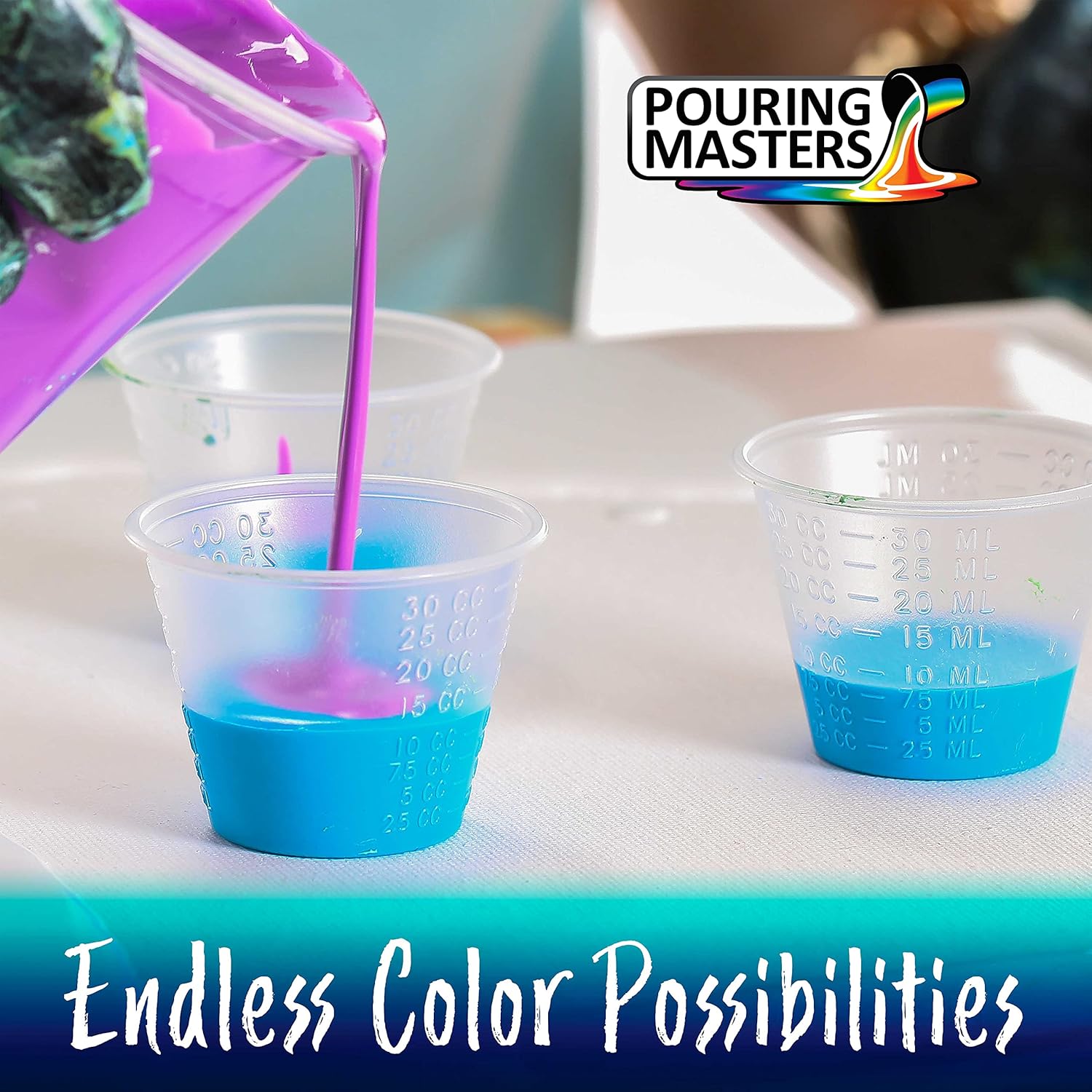 Pouring Masters 12-Color Ready-To-Pour Acrylic Iridescent Color Shifting Pouring Paint Set, With Silicone Oil & Gloss Medium, 8Oz Bottles, Pour Paint Supplies For Canvas & Crafts
