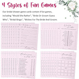 132 Pieces Wedding Shower Games Bridal Shower Favors For 30 Guests Including 120 Wedding Games Cards And 12 Pencils For Bride Groom Bachelorette Party Favor(Light Pink)