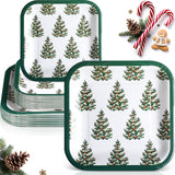80 Pcs Christmas Paper Plates Bulk 7 In 9 In Xmas Disposable Square Plates Set Christmas Tree Dinner Dessert Plates Party Dinnerware Supplies For Merry Christmas Festive Holiday Party Supplies