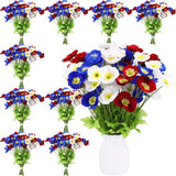 24 Pcs Veterans Day Artificial Poppies Flowers Patriotic Red Blue White Fake Poppy Flower Poppy Floral Arrangement For 4Th Of July Memorial Day Party Indoor Table Centerpiece Decor