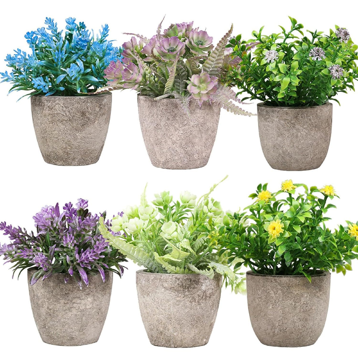 Set Of 6 Artificial Babysbreath Plants Lavender Flower With Pulp Pot Table/Bookshelf/Porch/Bar/Hotel Mini Decor