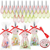 48 Sets 10 Inch Christmas Whisks Gifts Diy Fillable Christmas Tree Ornaments Xmas Colored Silicone Whisks For Cooking Heat Resistant Egg Beaters With Card Rope Bag For Candy Holder