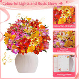 Birthday Cards With Music & Lights, 3D Pop Up Happy Birthday Cards, 12 Inch Life Sized Forever Flower Bouquet Greeting Card Gift For Women Mom Grandma