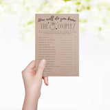 Bridal Shower Games, Fun Activities, Kraft Minimalist Style (How Well Do You Know The Couple) - 50 Cards Per Pack