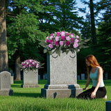 Artificial Cemetery Flower Headstone Flower Saddle Grave Rose Flowers For Cemetery Non-Bleed Colors Windpoof (Purple)