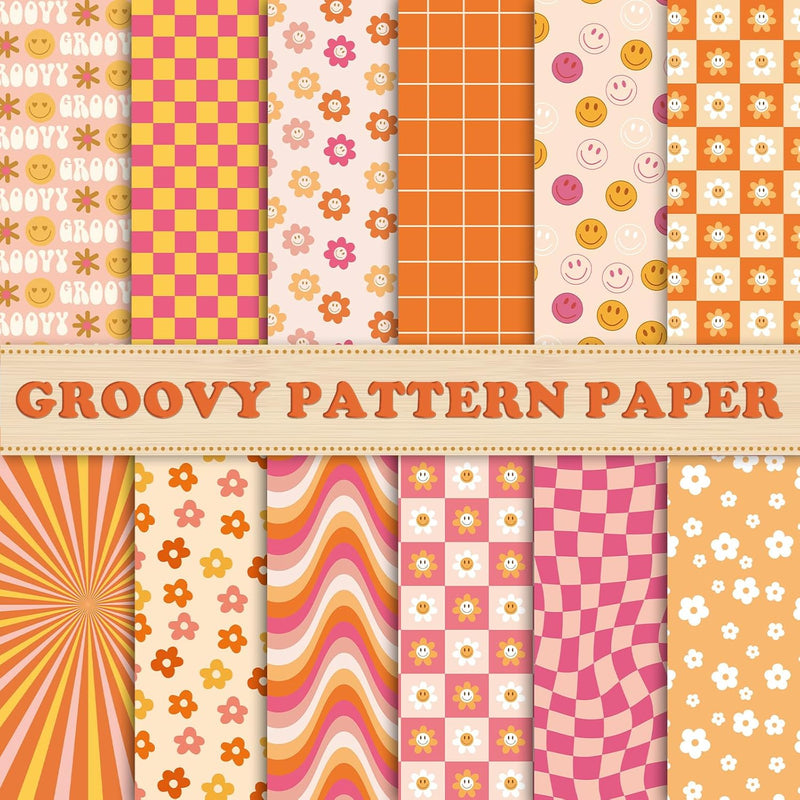 60Pcs Boho Pattern Paper A5 Groovy Scrapbook Specialty Paper Hippie Do