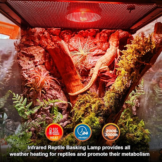2 Pack 100W Infrared Heat Lamp Bulbs Red Reptile Basking Spot Light for Chickens Brooder Pets