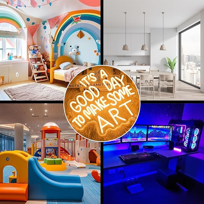 It’s a Good Day to Make Some Art Neon Sign Warm White LED Wall Light for Art Studio Classroom Decor