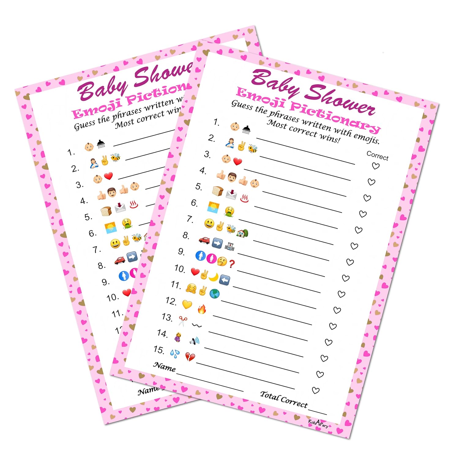 Baby Shower Emoji Pictionary Game, Pink For Girl, Baby Shower And Sprinkle Party Ideas, Play Pack Of 30 Cards 5”X7”. Made In Usa
