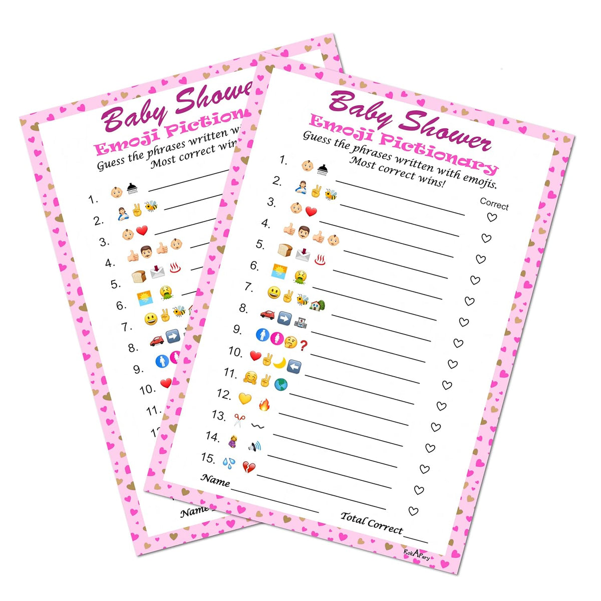 Baby Shower Emoji Pictionary Game, Pink For Girl, Baby Shower And Sprinkle Party Ideas, Play Pack Of 30 Cards 5”X7”. Made In Usa