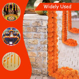 5Pcs Marigold Garland 5 Feet Long Artificial Flowers For Indian Diwali Pooja Wedding Party Home And Event Decoration (5, Orange)