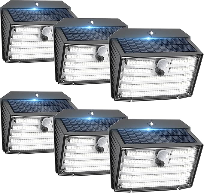 6 Pack Ultra Bright Solar Motion Sensor Lights IP65 Waterproof 270° Security Wall Lights