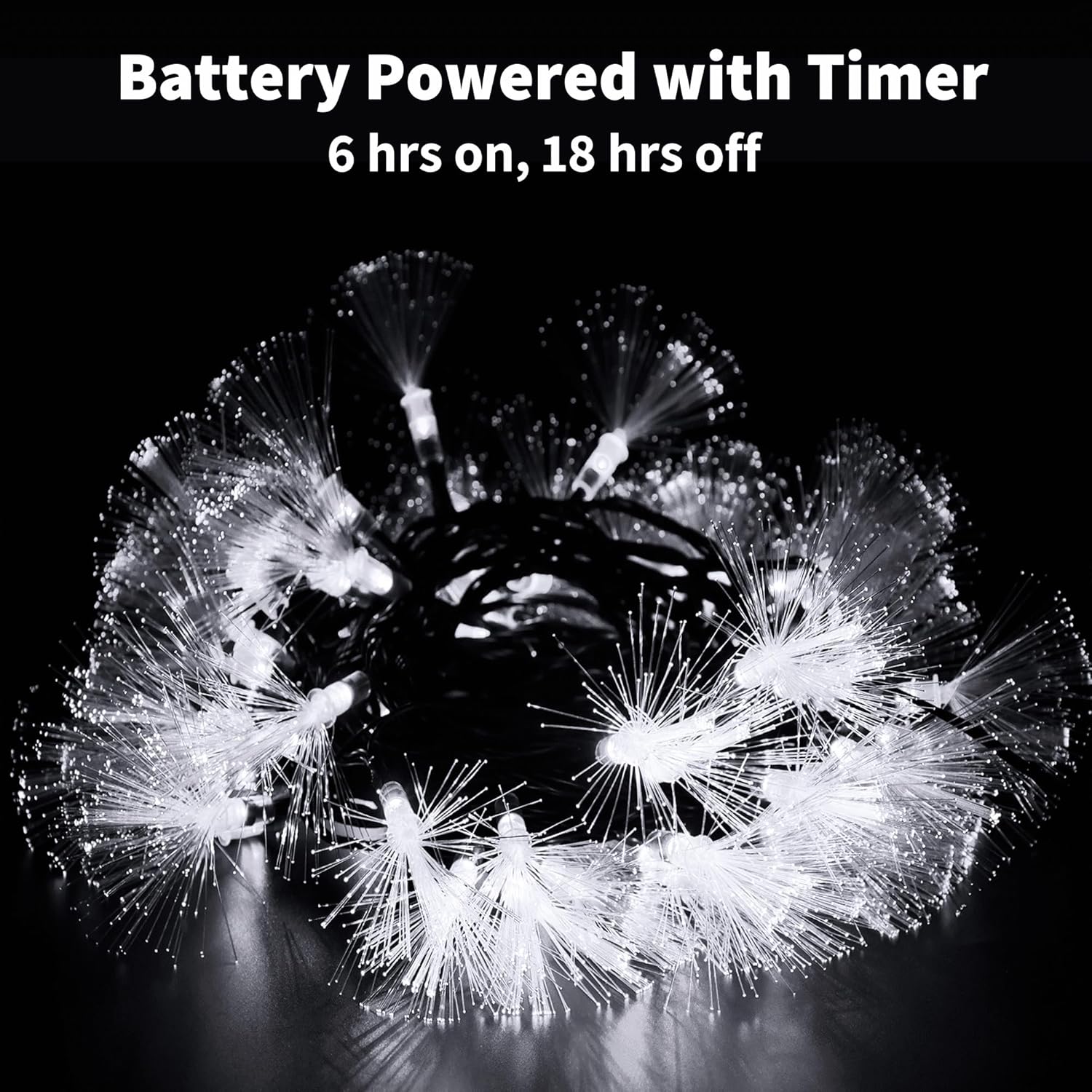 Fiber Optic Fairy Lights Battery Operated, 33Ft 60 Led Mini Fireworks String Lights With Timer, Green Wire Christmas Tre