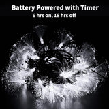 Fiber Optic Fairy Lights Battery Operated, 33Ft 60 Led Mini Fireworks String Lights With Timer, Green Wire Christmas Tre