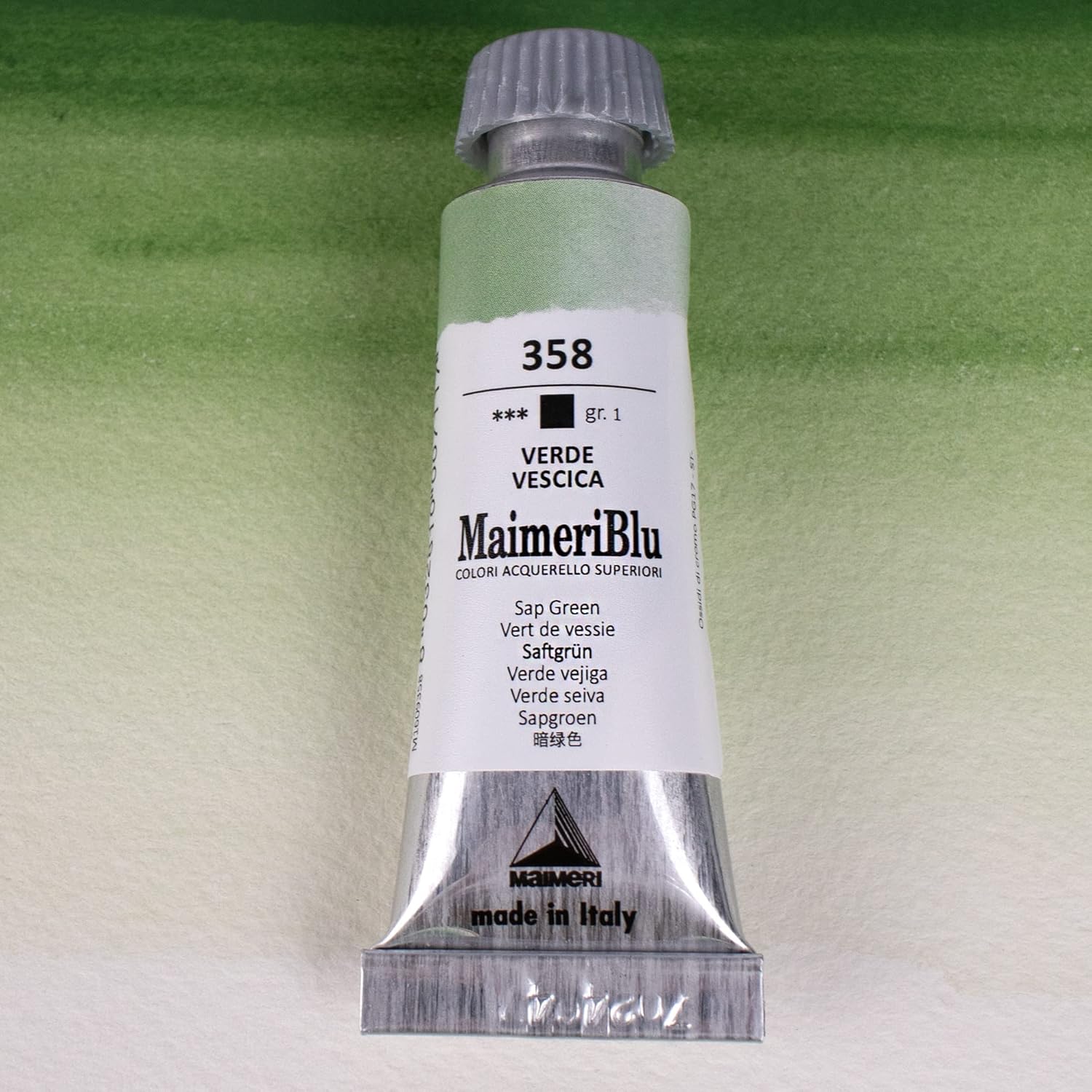 MaimeriBlu 12ml Single-Pigment Watercolor Paint - Sap Green PG17 Professional Watercolor Paint - Lightfast and Transparent Watercolor Paint Tube for Artists