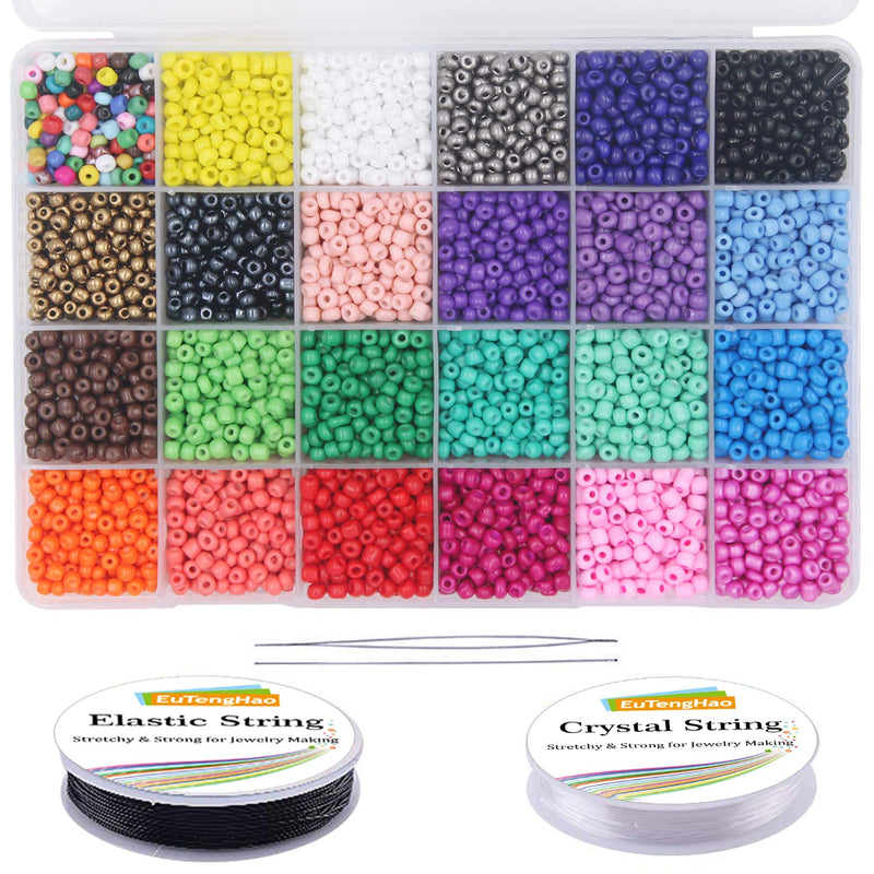 8400Pcs Multicolor Glass Seed Beads Small Craft Beads Kit For Diy Brac