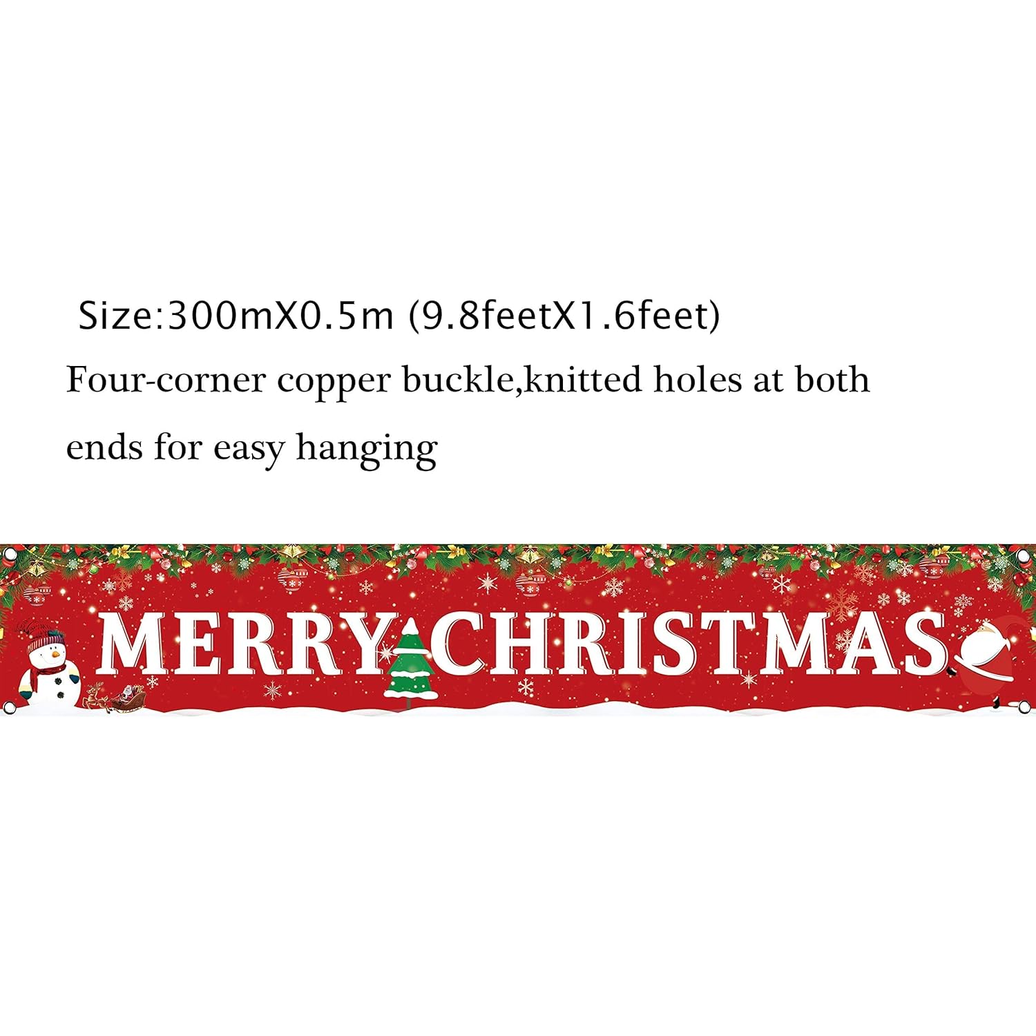 Large Merry Christmas Banner, Outdoor & Indoor Hanging Decor, Huge Xmas Home Party Decoration For Christmas Tree