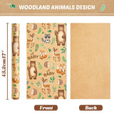 Baby Shower Kraft Wrapping Paper Roll - 1 Roll 17” X 33 Ft Baby Shower Wrapping Paper Roll Kids Baby Birthday Gift Wrap Roll Wrapping Paper Woodland Animals Design Bday Party Favor