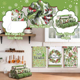 6 Pcs Merry Christmas Kitchen Towels Christmas Wreath Decorative Hand Towels Home Dish Cloth Hello Winter Farmhouse Tea Cloth Kitchen Accessories Bathroom Decor