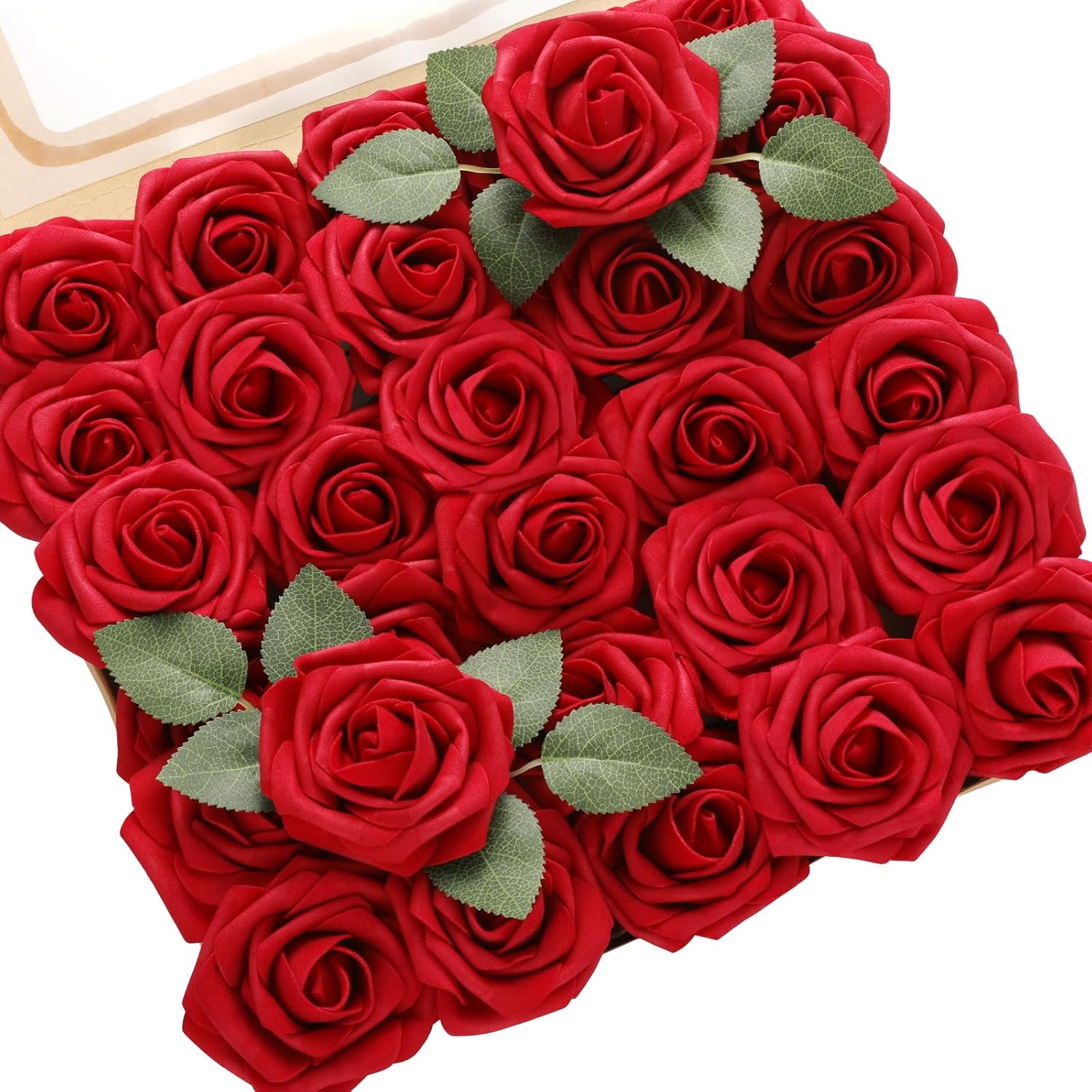60Pcs Artificial Roses Flowers With Stem And 10Pcs Green Leaves Real Looking Fake Roses Artificial Foam Roses Decoration Diy For Wedding,Arrangements Party Home Decorations
