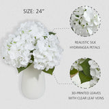 24" White Full Faux Hydrangea Flowers, Real Touch Hydrangeas Spring Flowers Artificial Silk Flowers For Home Decor Indoor Wedding Table Centerpieces Party 3 Pcs