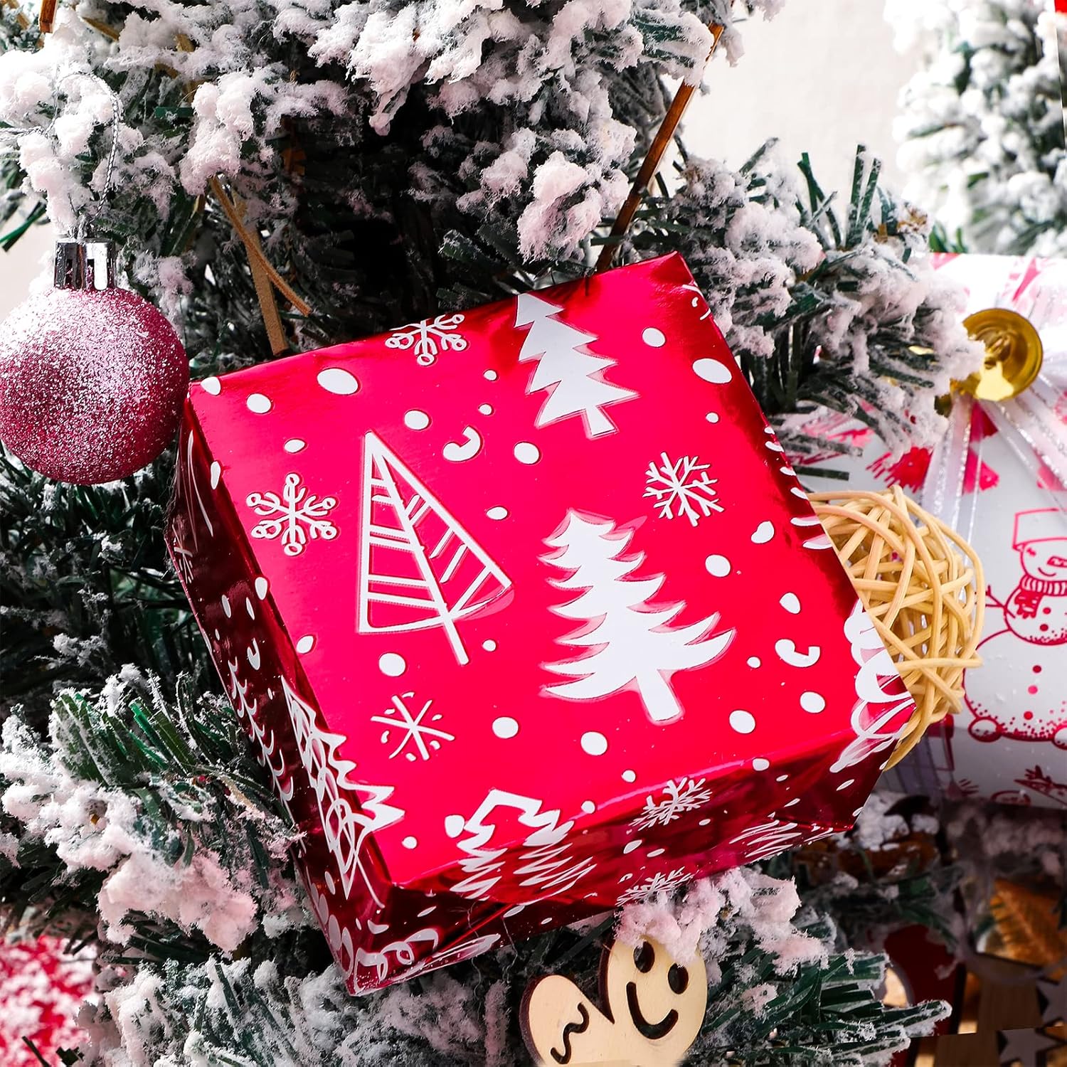 Wrapping Paper Roll - Mini Roll - 17 Inch X 120 Inch Per Roll - 3 Different Red And White Christmas Design With Glitter Metallic Foil Shine (42.3 Sq.Ft.Ttl)