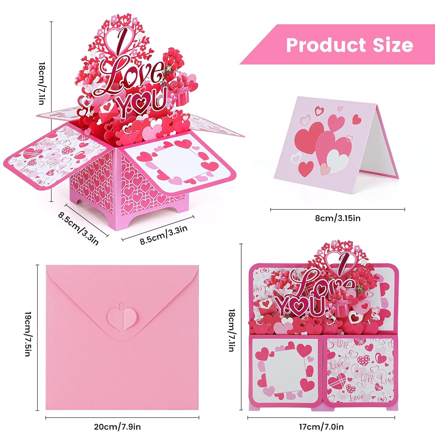 I Love You Pop Up Card, 3D Valentine’S Day Greeting Card With Roses & Balloons, Romantic Love Card For Her Or Him With Envelope & Note Card
