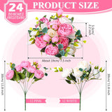 24 Bundles Artificial Peonies Flowers Wedding Faux Flowers Silk Peony Bouquet Bulk Bride Fake Florals Arrangements For Table Centerpieces Wedding ?Party Vase Decor (Light Pink, White)