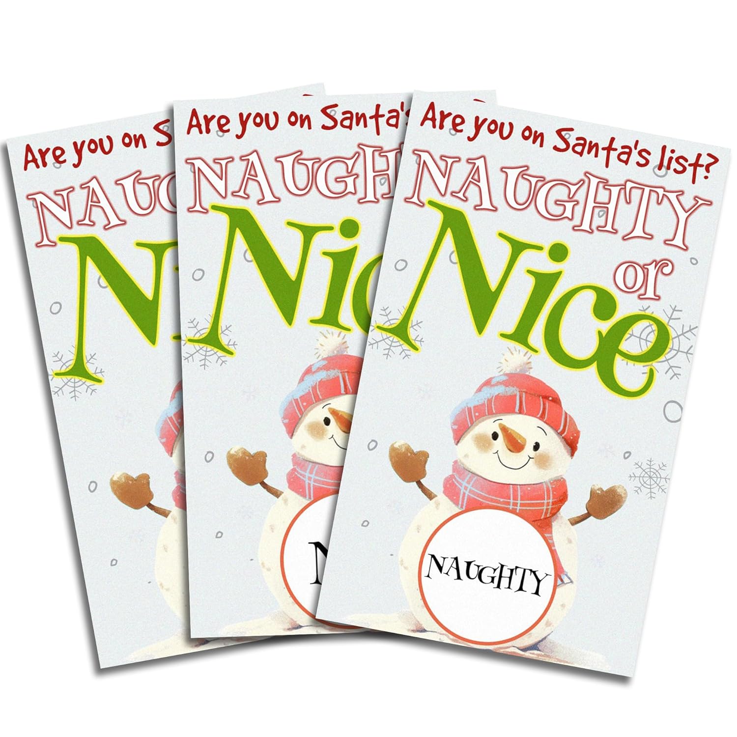 Merry Christmas Scratch Off Cards - Naughty Or Nice - 40 Pack Xmas Snowman Scratch Off Cards - Christmas Party Decoration For Adults Teens - Funny Family Holiday Activities - A05