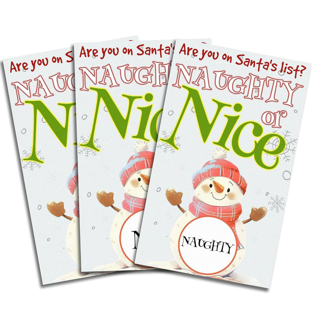 Merry Christmas Scratch Off Cards - Naughty Or Nice - 40 Pack Xmas Snowman Scratch Off Cards - Christmas Party Decoration For Adults Teens - Funny Family Holiday Activities - A05