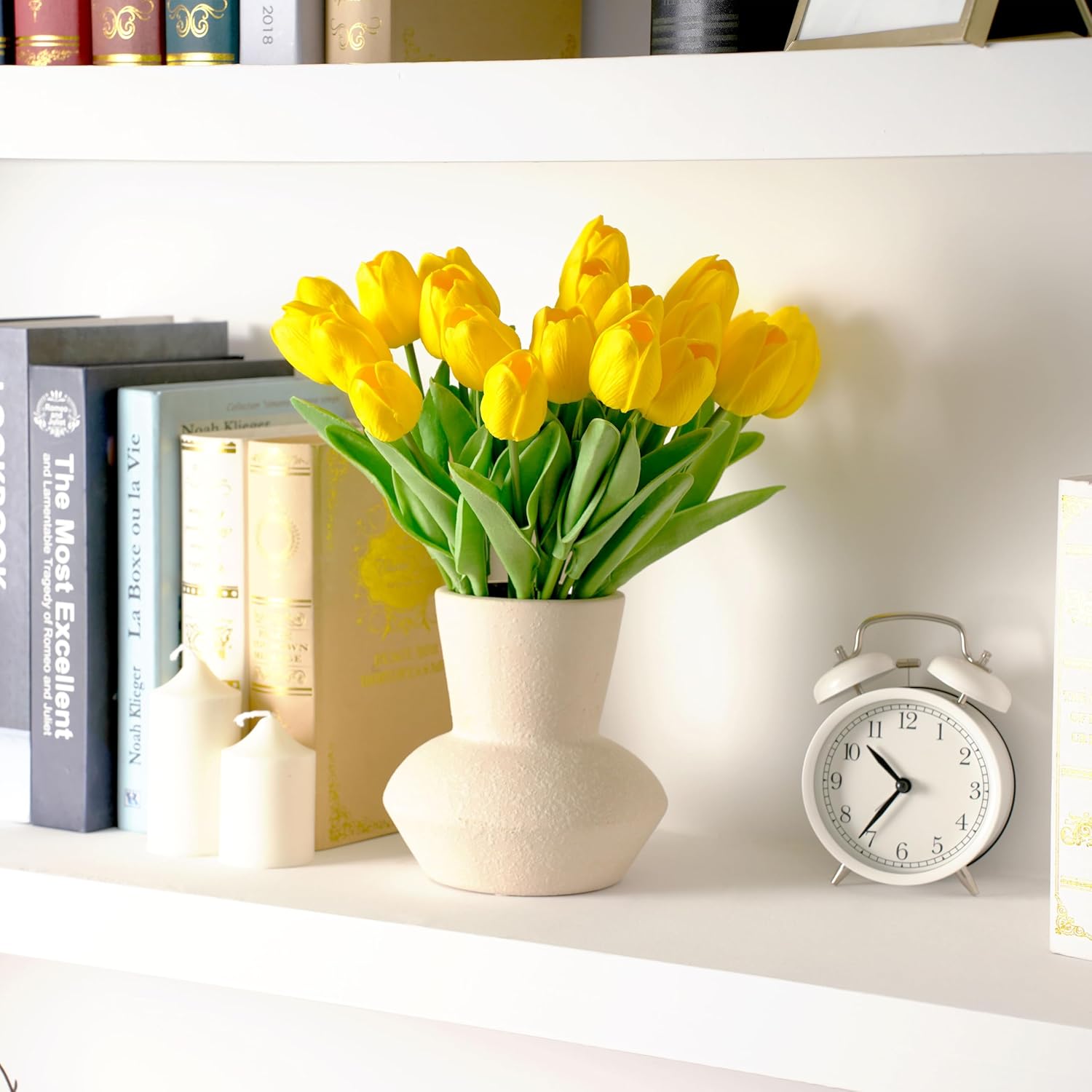 20Pcs Yellow Artificial Tulip Fake Flower 12.9 Inch Spring Mother'S Day Easter Gift For Home Kitchen Wedding Decoration