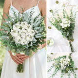 160Pcs Mixed Artificial Eucalyptus Stems And White Faux Flowers, Big Babys Breath And Eucalyptus Leaves Stems Bulk For Diy Wedding Bouquet Home Decor Floral Arrangement (Green 160Pcs)
