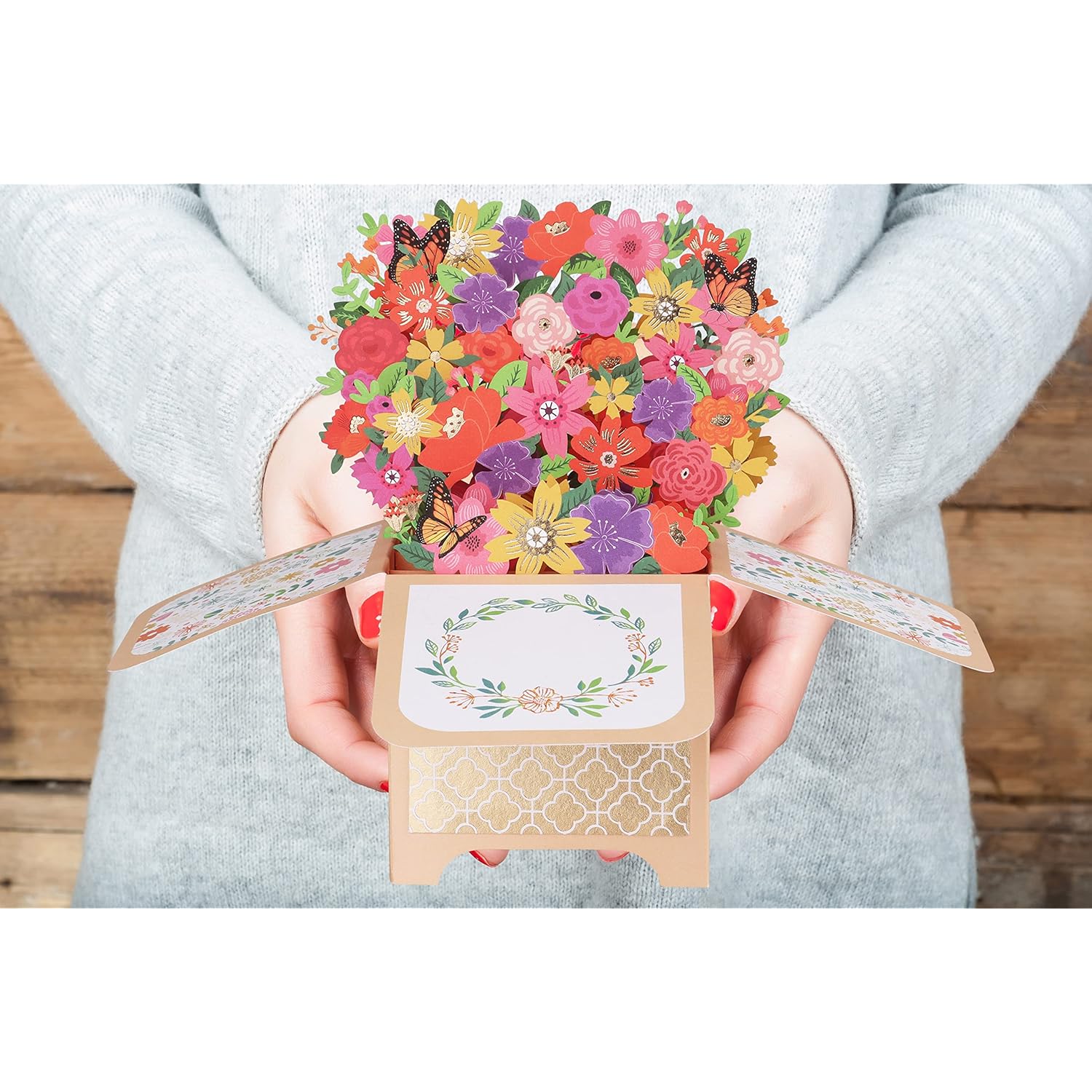 Flower Pop Up Card, Birthday Card For Mom, Wife, Friends, Handmade 3D Bouquet Greeting Cards For Graduation, Get Well, Thank You, Mother'S Day, All Occasion, With Blankcard And Envelope