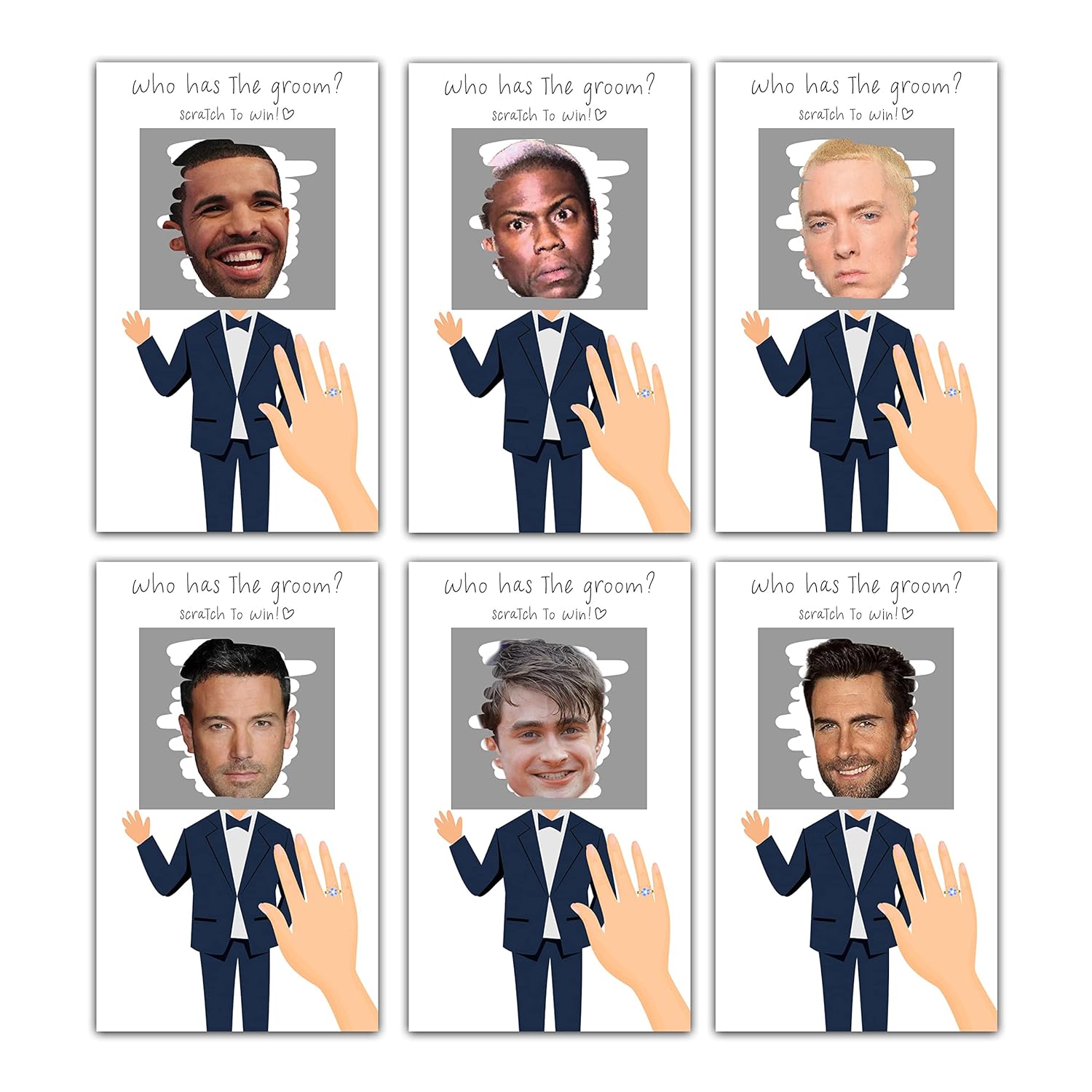 Bridal Shower Games - Who Has The Groom Scratch Off Celebrity Cards - Bachelorette Party Game Favor Decor- Wedding Party/Engagement Party Idea Activity - 36 Mini Size Cards(02)
