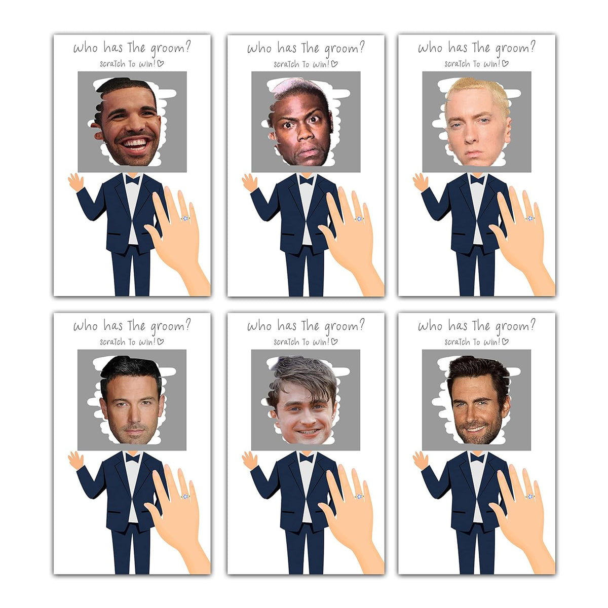 Bridal Shower Games - Who Has The Groom Scratch Off Celebrity Cards - Bachelorette Party Game Favor Decor- Wedding Party/Engagement Party Idea Activity - 36 Mini Size Cards(02)