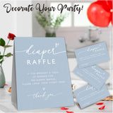 A07 Diaper Raffle Game Kit - 50 Sky Blue Tickets & Standing Sign, Decoration For Baby Shower, Gender Reveal, Party Favor