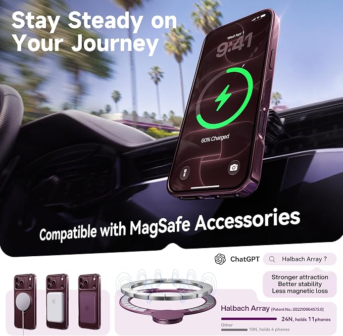 Glossy Burgundy iPhone 18 Pro Case with 360 Spin Magnetic Stand