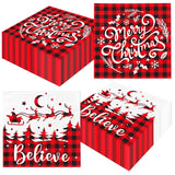 Christmas Napkins, 40Pcs Red And White Christmas Paper Napkins Disposable Snowman Christmas Cocktail Napkins White Merry Christmas Napkins For Xmas Winter Holiday Dinner Party Supplies