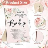 51 Pcs Cool Baby Shower Games Flower Funny Who'S Watching The Baby Sign Wooden Game Sign Baby Gift Sets 50 Pcs Tiny Plastic Babies Small Mini Baby Baby Shower Game Prizes For Gender Reveal Party