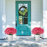 22 Bunches Of Outdoor Artificial Flowers, Uv Resistant Fake Flowers Artificial Silk Flowers With Plastic Plants For Indoor Outdoor Front Porch Hanging Planter Decoration (22, Rose Red)