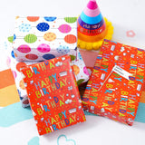 Reversible Birthday Wrapping Paper - Mini Roll - 17 Inches X 33 Feet - For Boys Girls Kids - Happy Birthday Lettering And Colorful Balloons Design For Women Men Baby Shower Holiday