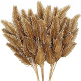 Artificial Gold Plants Plastic Fake Grass Faux Shrubs Simulation Bushes Home Indoor Outdoor Garden Leaves Wedding Festival Decoration Hall Table Planter Filler Pine Cones Golden - 3 Pack