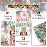 Merry Christmas Nutcracker Door Cover Decorations, Pink Xmas Tree Front Door Banner Background, Winter Holiday Party Indoor Outdoor Home Decor 3 X 6 Ft