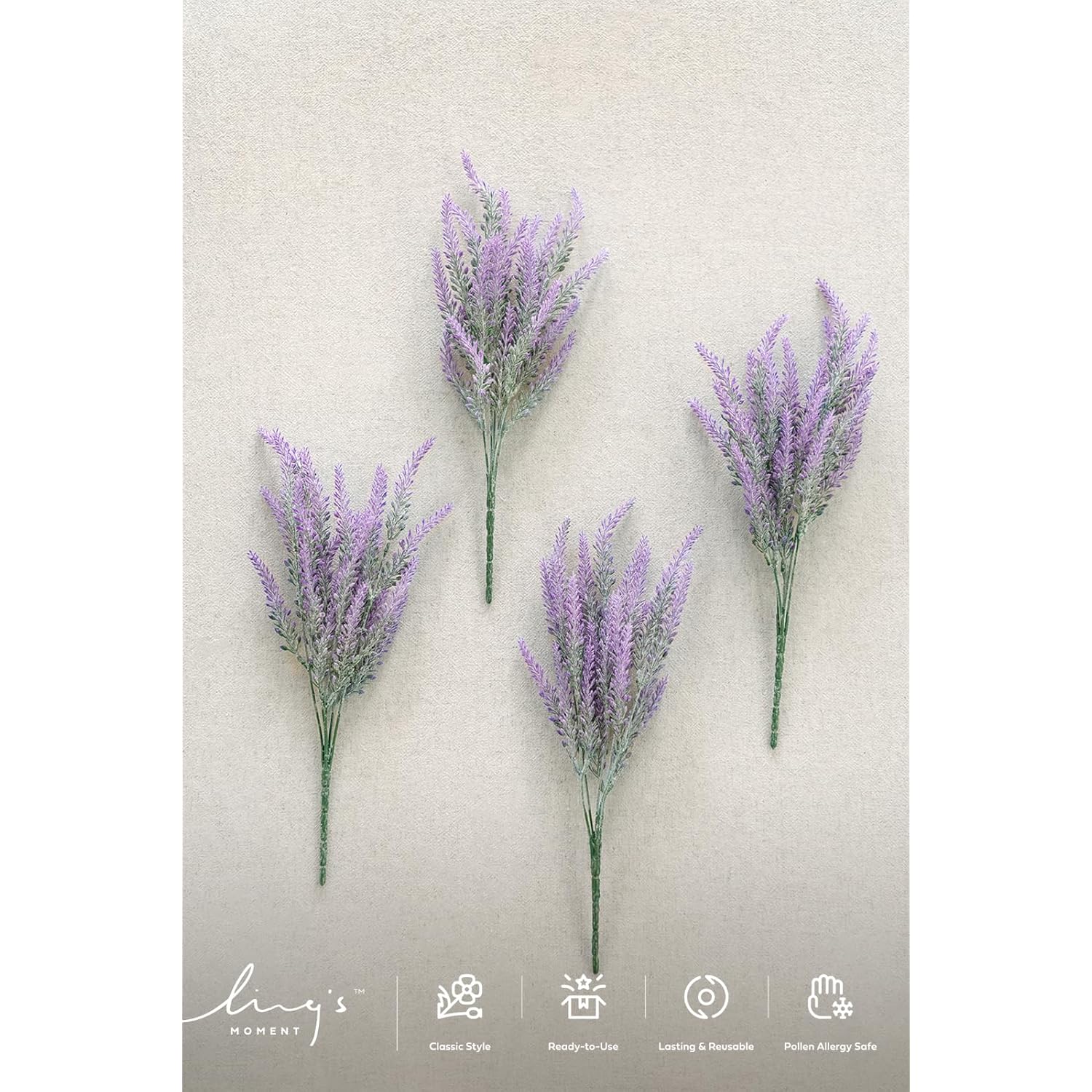 Artificial Purple Lavender, 4 Bushes Fake Lilac Flower For Wedding Bouquet Diy Table Centerpieces And Floral Arrangement Decoration