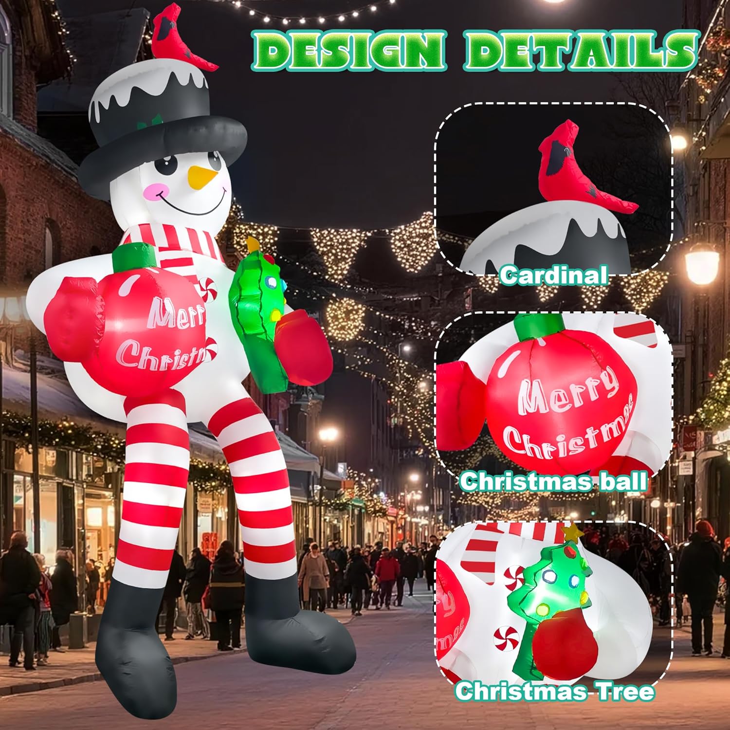 13Ft Christmas Inflatable Outdoor Decoration, Climbing Snowman Christmas Blow Up Yard Decorations With Led Lights And Ca