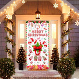 Merry Christmas Peppermint Candy Cane Themed Lollipop Door Hanging Banner For Xmas Party Indoor/Outdoor Wall Decor