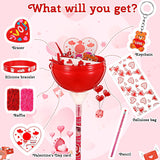 Valentine'S Day Gifts Bulk - 24 Pack Giant Lollipop-Shaped Stationery Gift Set With Valentine'S Card Pencil Eraser Keychain Bracelet Classroom Prize Exchange Party Favors