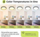13 Inch Flush Mount Ceiling Light Fixture 2 Pack Dimmable LED Ceiling Lights Black 24W 5 Color Temperature Adjustable 3000K to 6500K for Bathroom Bedroom Hallway Modern Ceiling Lamps