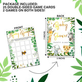 Woodland Shower Bingo Game, 25-Pack Jungle Safari Gender Reveal Party Activity Cards, 5"X7" Forest Theme Baby Celebration Supplies – G11