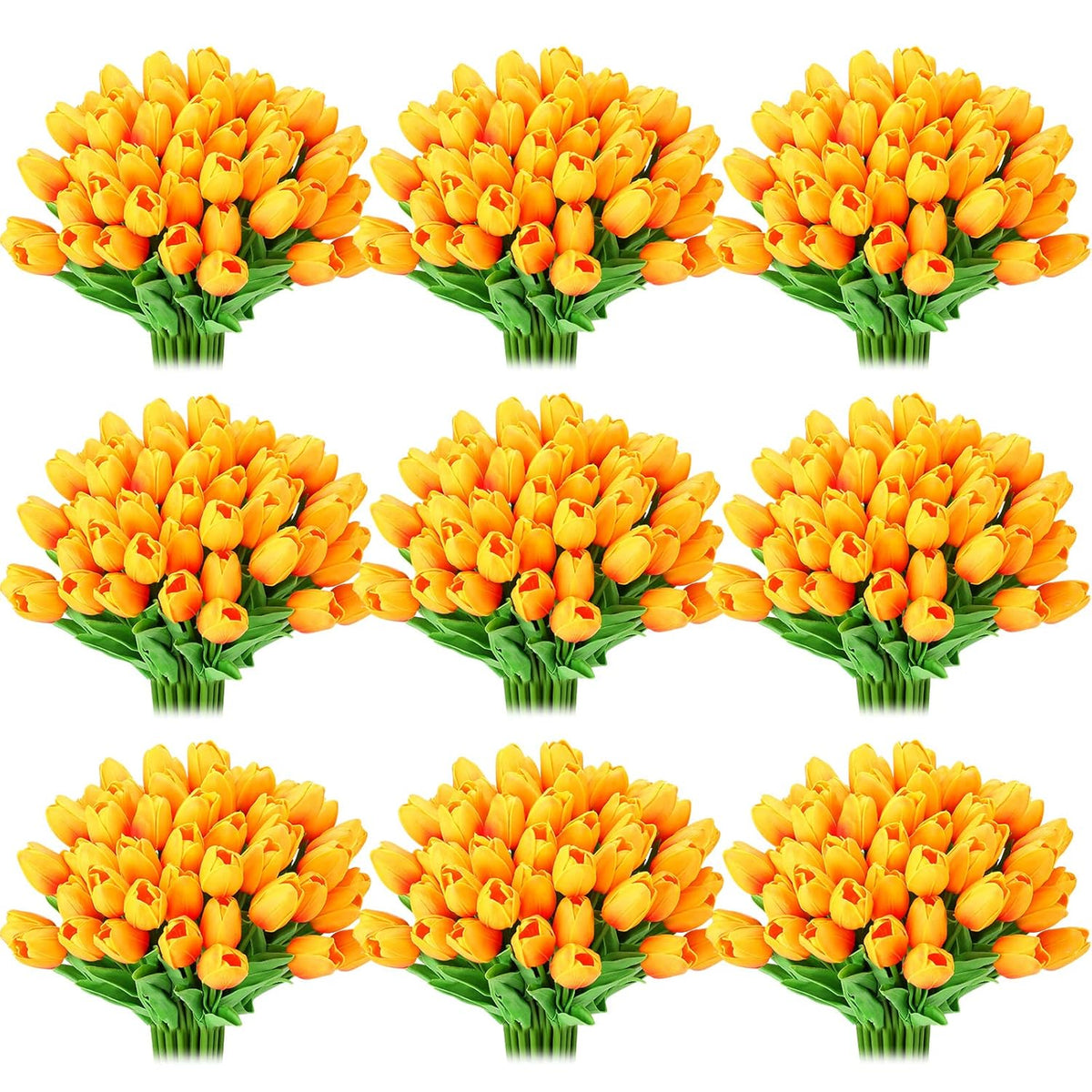 100 Pcs Artificial Real Touch Tulips Fake Artificial Tulip Flower Bulk Bouquet With Stem For Table Centerpieces Wedding Bridal Easter Mother'S Day Garden Home Decor, 13.4''(Sunset Red)